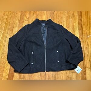 Relativity Black Jacket Coat Top Zip Front Lined Women's Size 20W Wool Blend